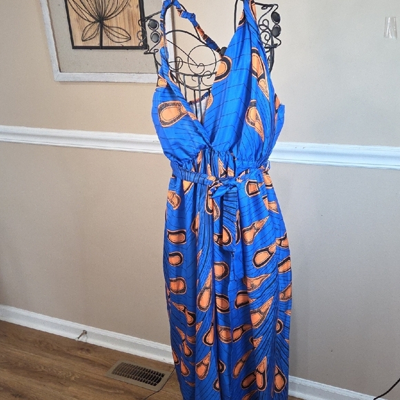 Blue Asymmetrical Ruffled One Shoulder Dress Size L - Picture 7 of 10